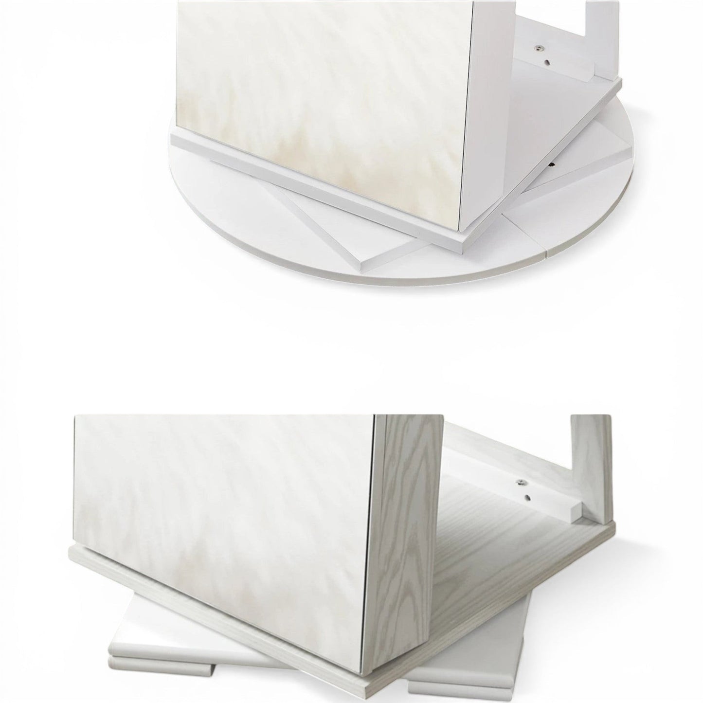 Base rotative à 360 degrés d’une armoire à bijoux pour un accès facile.