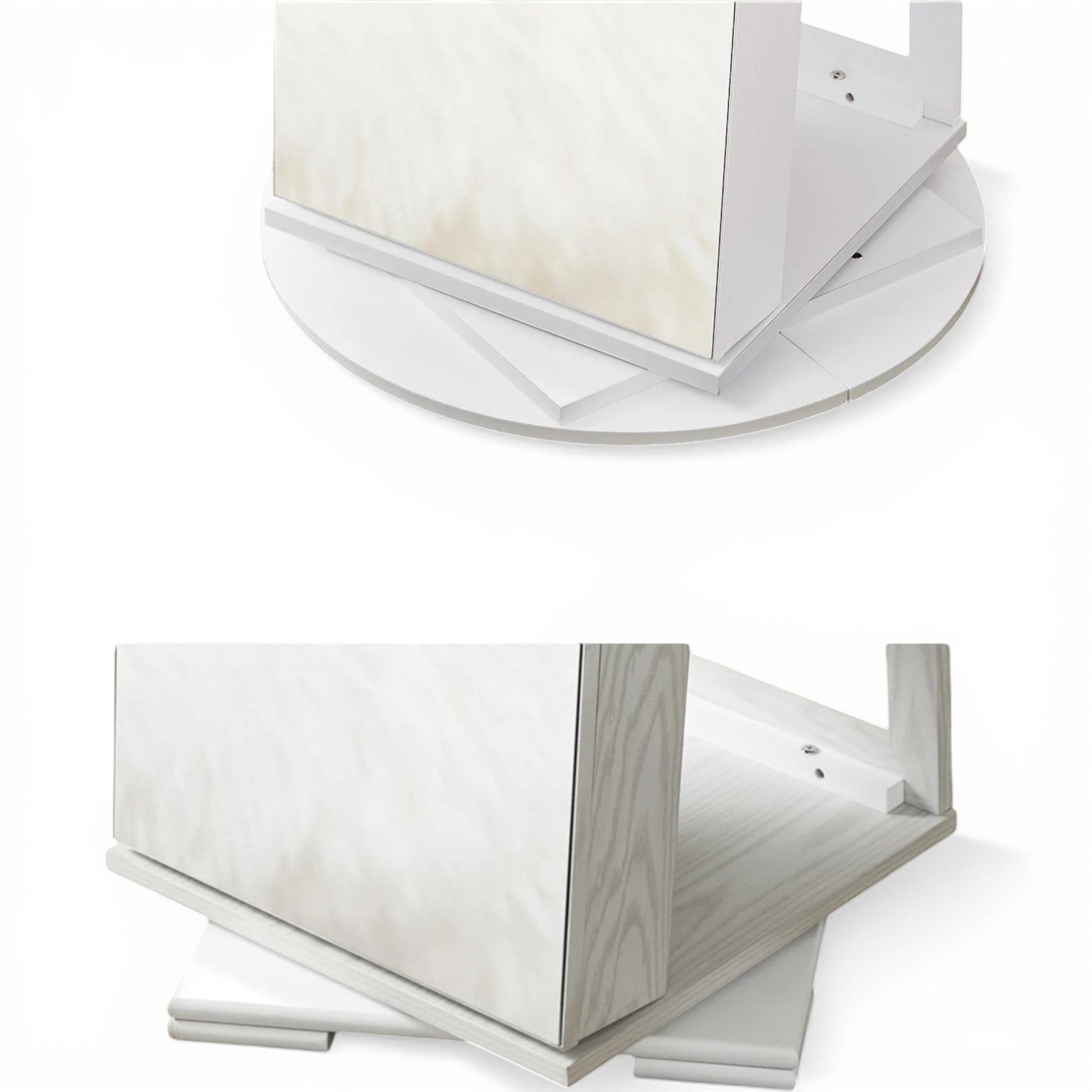 Base rotative à 360 degrés d’une armoire à bijoux pour un accès facile.