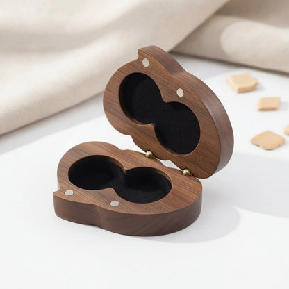 Écrin à bague cœur double en bois