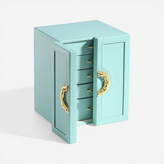 boîte à bijoux européenne design avec compartiments pour ranger bagues, colliers et bijoux