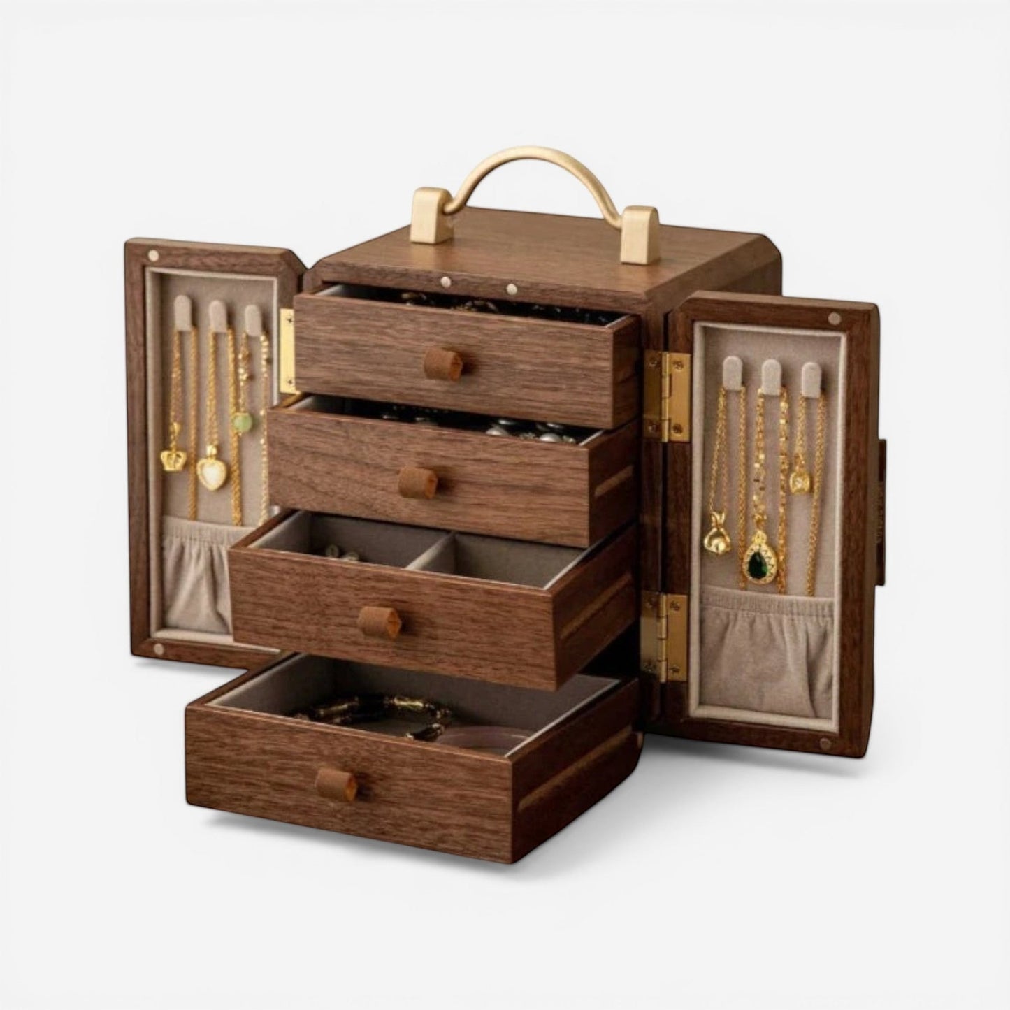 boîte à bijoux rétro en bois florale avec tiroirs de rangement pour organiser les bijoux