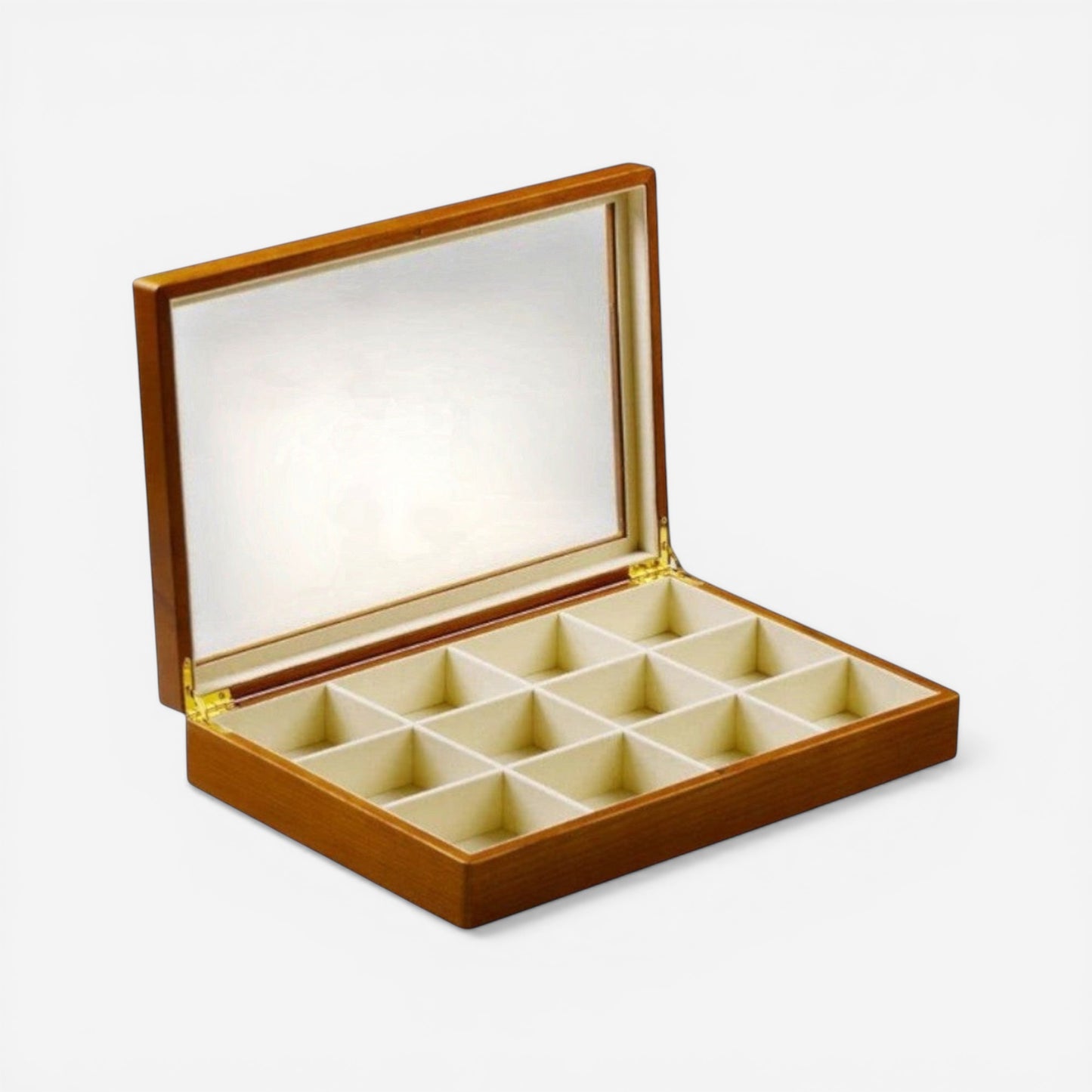 Boîte à bijoux avec couvercle transparent et 15 compartiments pour organiser bagues et montres