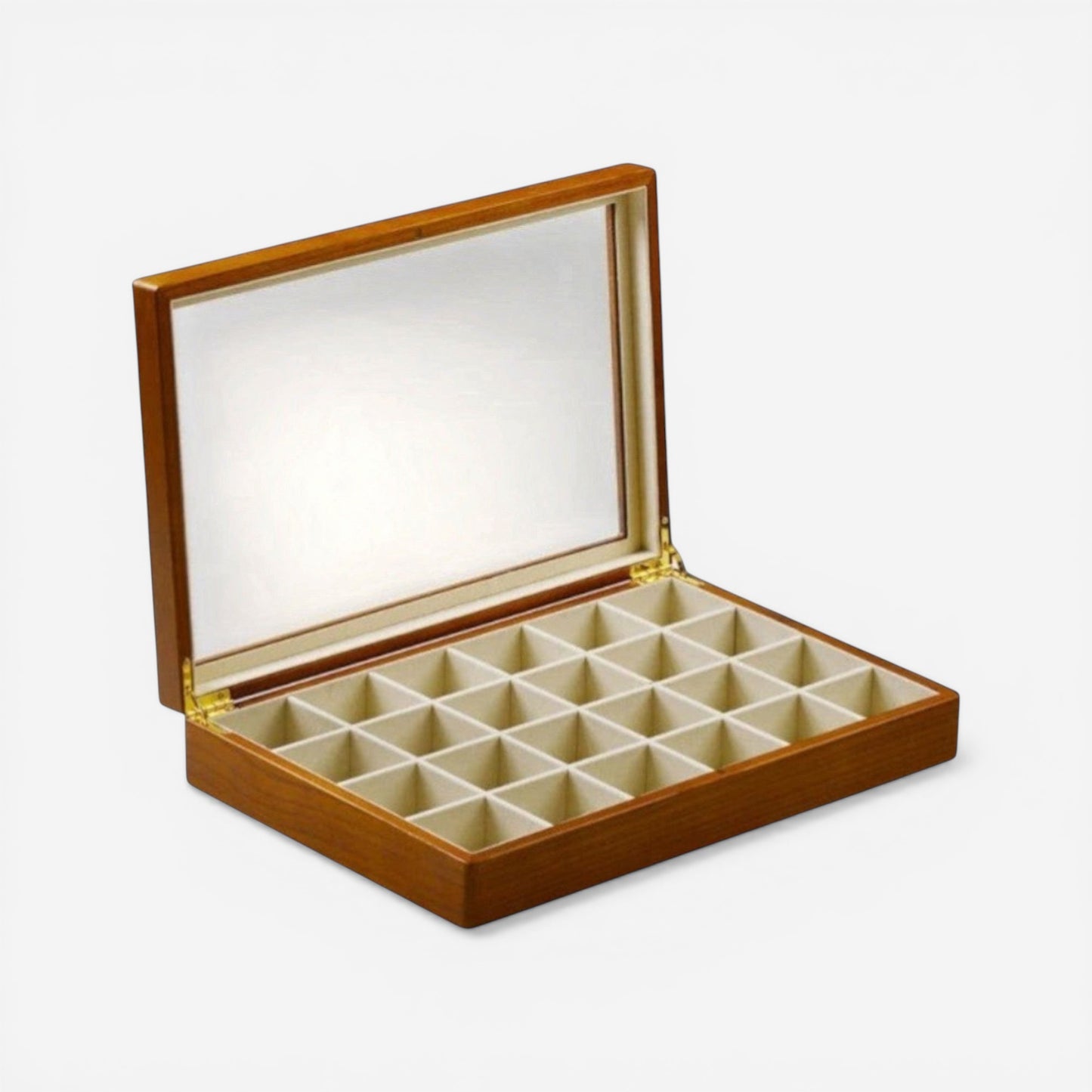 Boîte à bijoux avec couvercle transparent et 24 compartiments pour organiser montres bagues et colliers