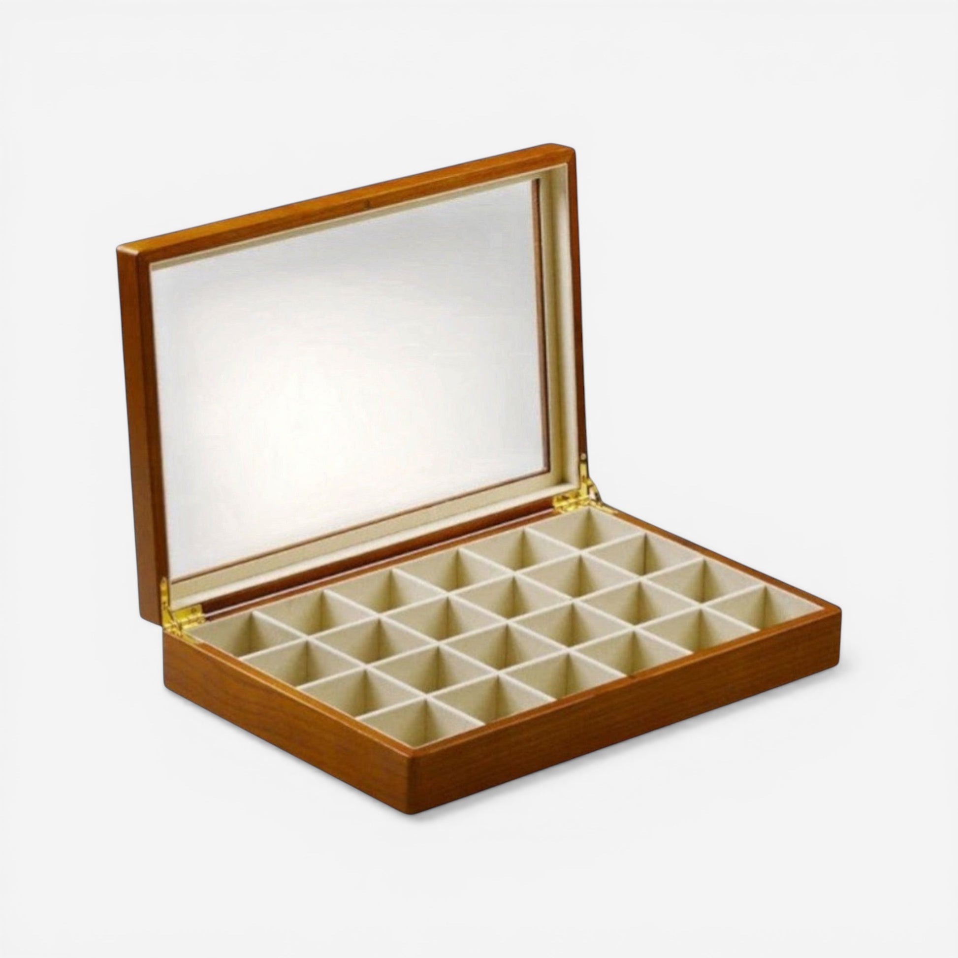 Boîte à bijoux avec couvercle transparent et 24 compartiments pour organiser montres bagues et colliers