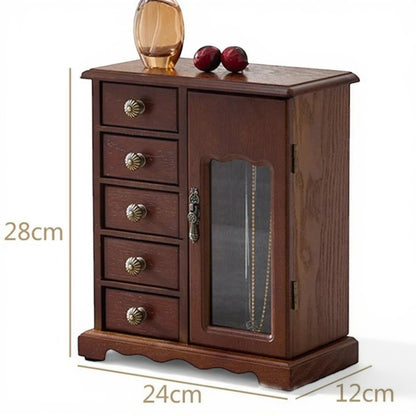 Boîte à bijoux à 5 tiroirs style meuble élégant offrant une grande capacité de rangement pour tous vos bijoux.
