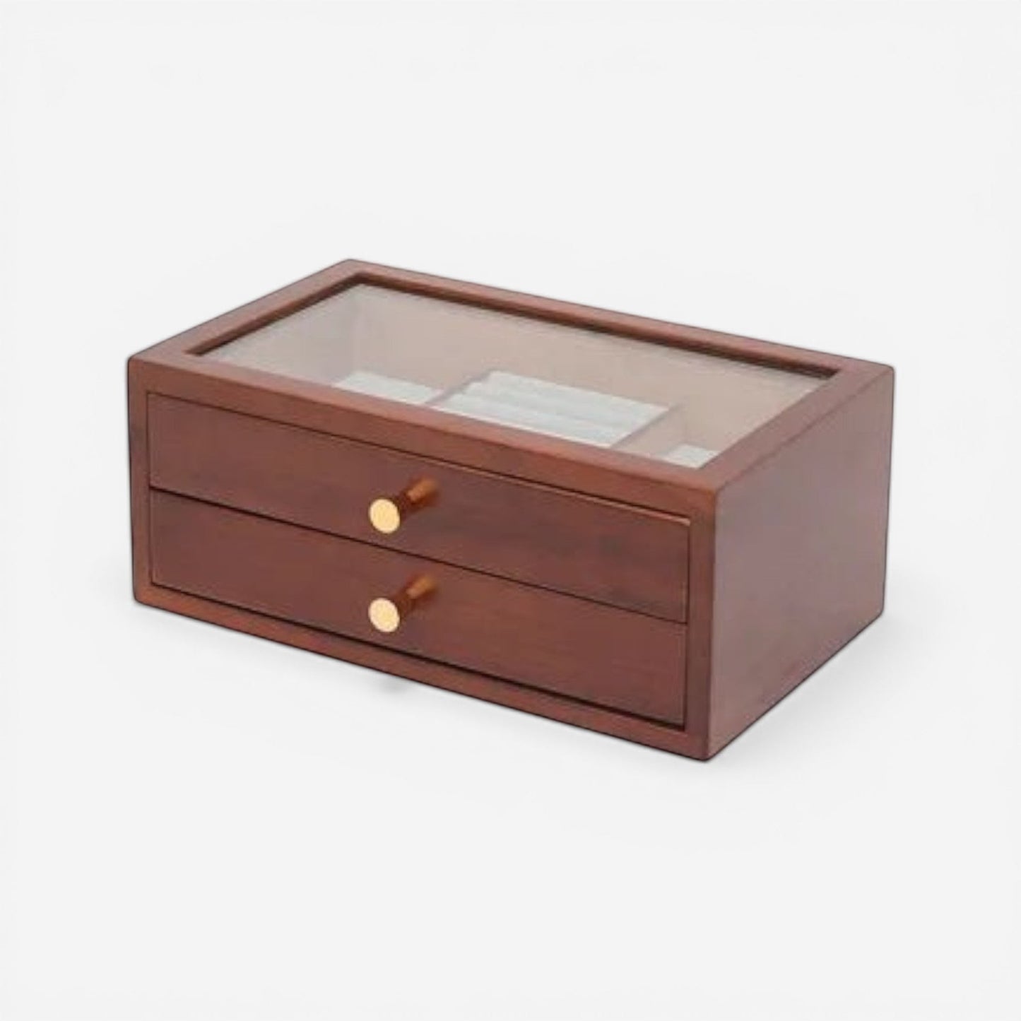 boîte à bijoux en bois avec 2 tiroirs et compartiments pour organiser bagues colliers et bracelets