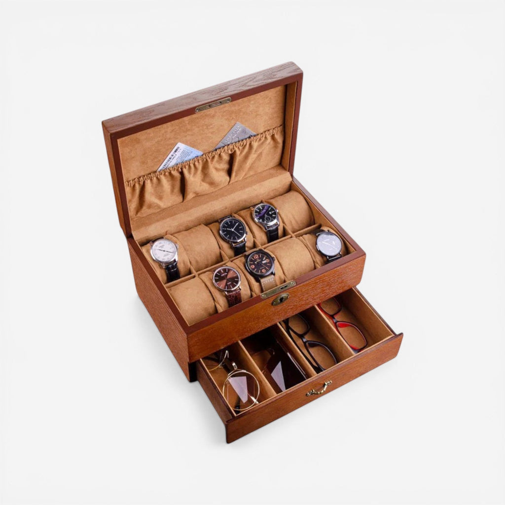 Boîte à bijoux en bois avec anneau de verrouillage