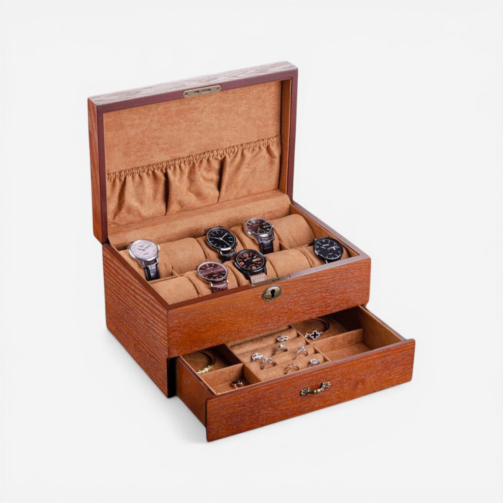 Boîte à bijoux en bois avec anneau de verrouillage