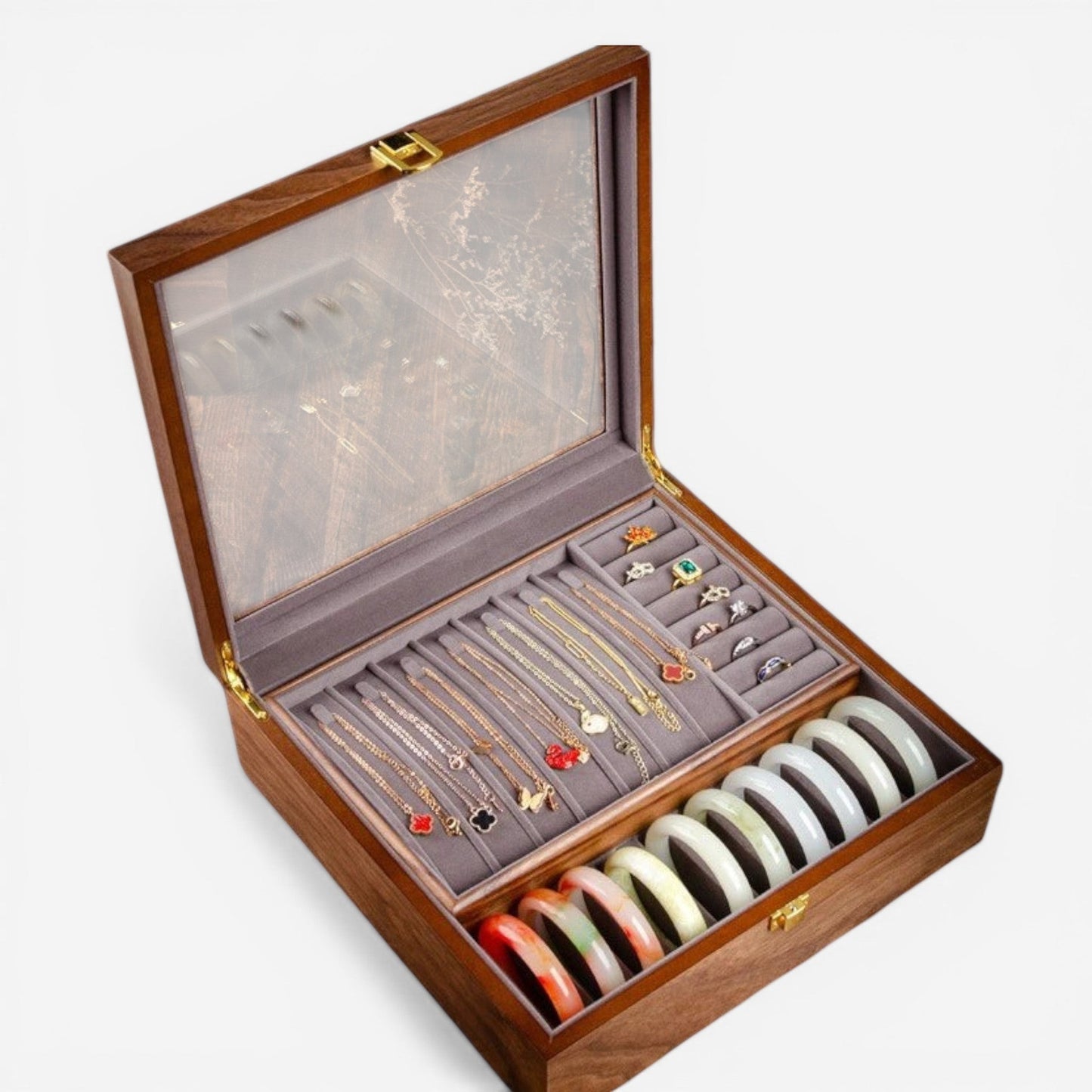 Boîte à bijoux en bois authentique décorative, alliant esthétique et fonctionnalité pour sublimer vos bijoux.