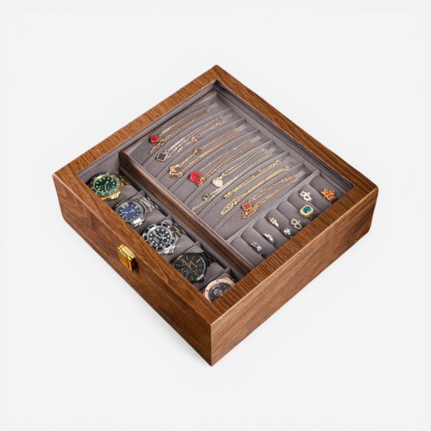 Boîte à bijoux en bois authentique avec motif artisanal, parfaite pour une décoration élégante et naturelle.