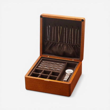 boite a bijoux en bois avec miroir integre et rangement pour bagues colliers et accessoires