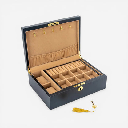 boîte à bijoux en bois classique au design élégant avec rangement intérieur