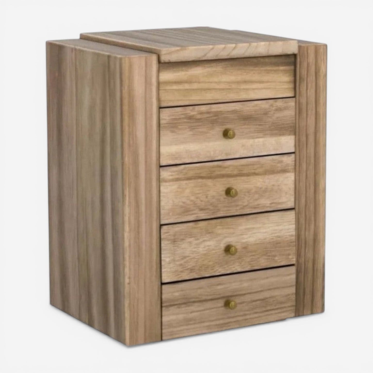Boîte à bijoux en bois compacte avec plusieurs tiroirs pour un rangement élégant et organisé.
