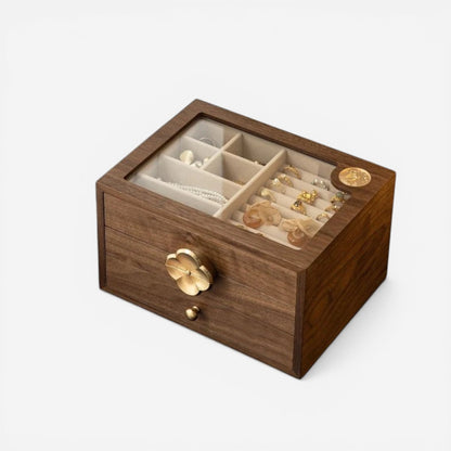 Boîte à bijoux en bois avec couvercle compacte idéale pour ranger vos bijoux en toute simplicité.
