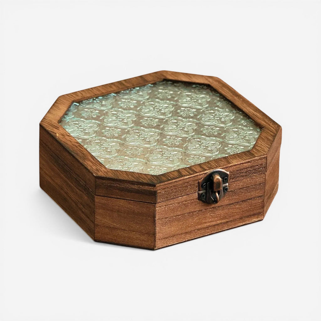 Boîte à bijoux en bois couvercle rabattable