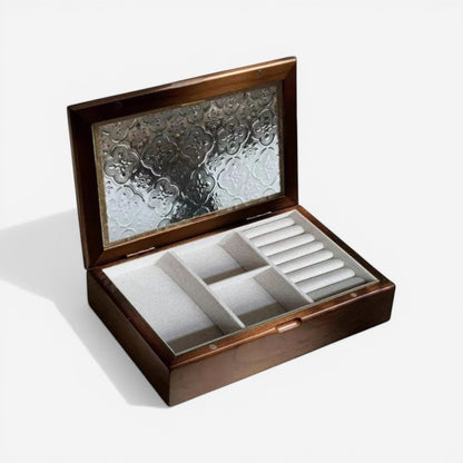 boîte à bijoux en bois élégante style luxe avec grand espace de rangement organisé