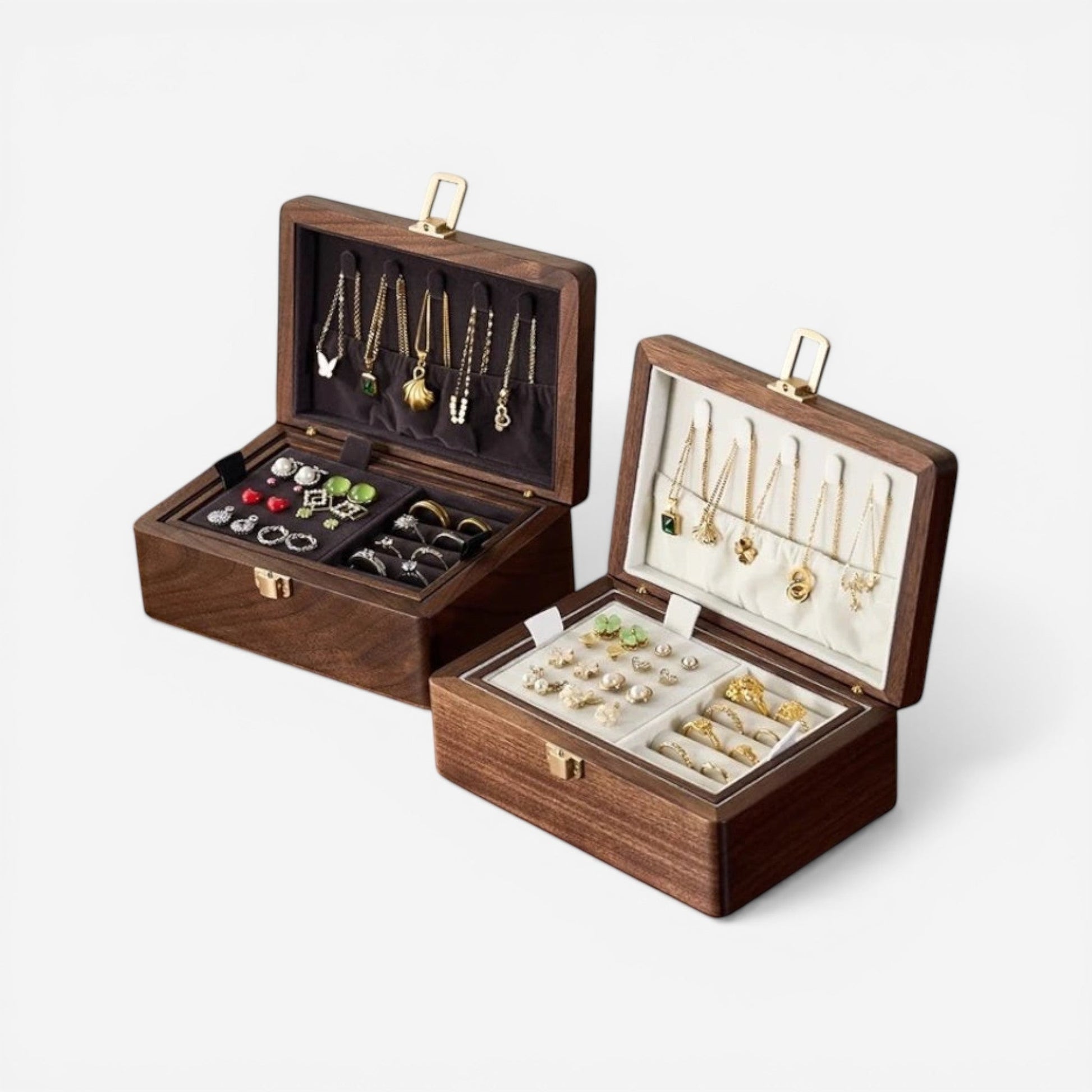 Boîte à bijoux en bois intemporel, élégante et pratique, idéale pour ranger vos bijoux avec style et simplicité.