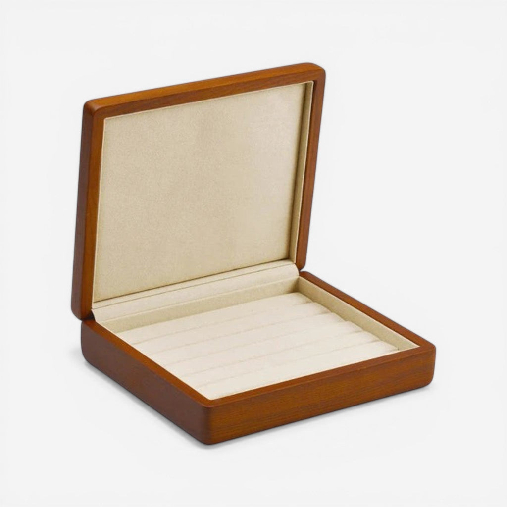 Boîte à bijoux en bois massif boucles d'oreilles