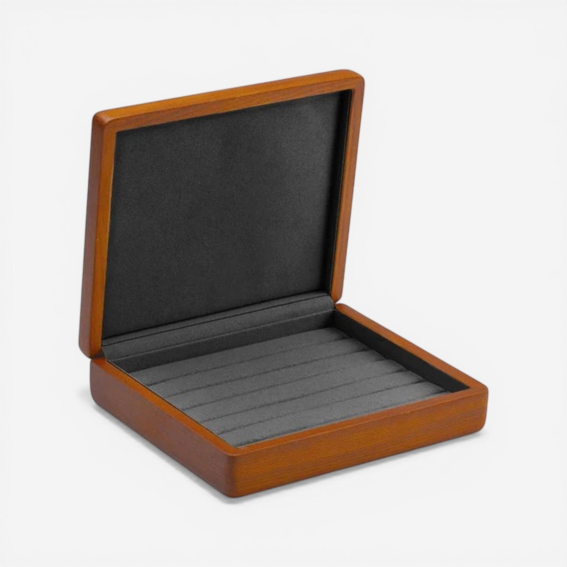 boîte à bijoux en bois massif avec intérieur noir adaptée au rangement des boucles d’oreilles