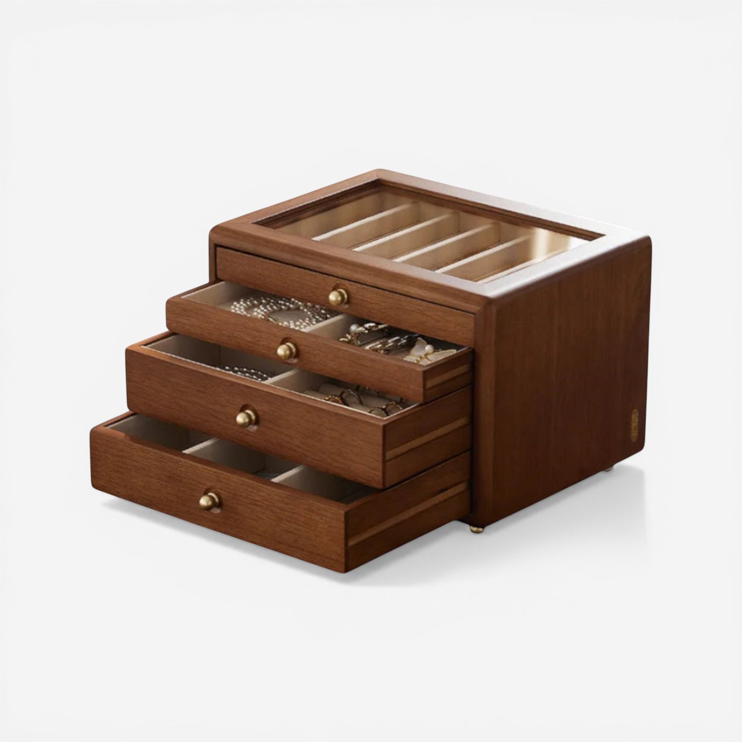 Boîte à bijoux en bois massif rétro de luxe avec tiroirs pour organiser bagues colliers et bracelets