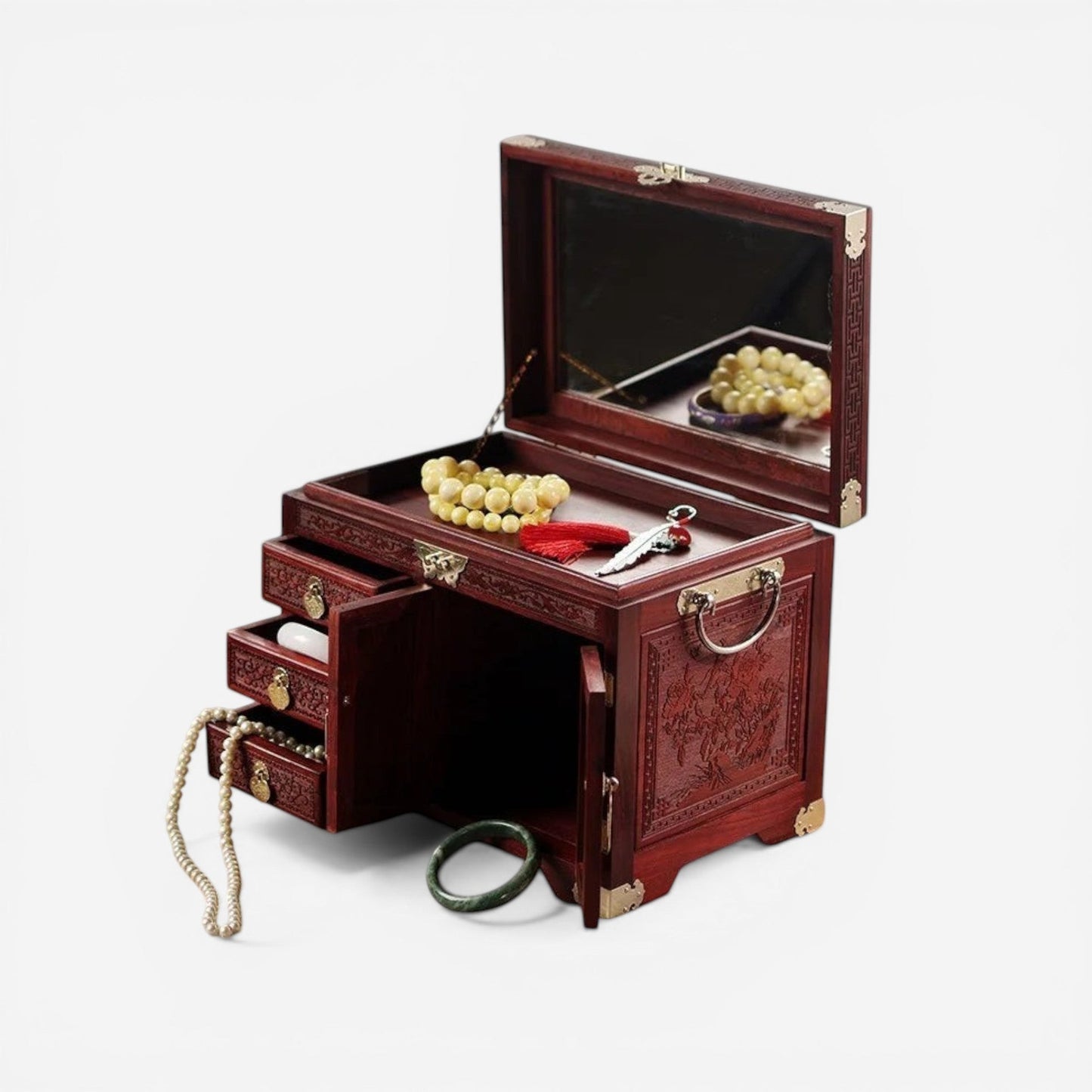 boîte à bijoux en bois sculpté décorative idéale pour rangement et décoration