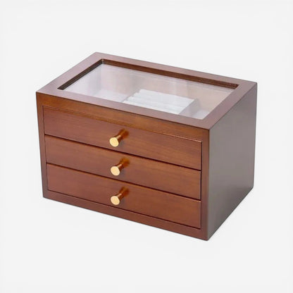 organisateur de bijoux en bois avec plusieurs tiroirs et grand espace de rangement