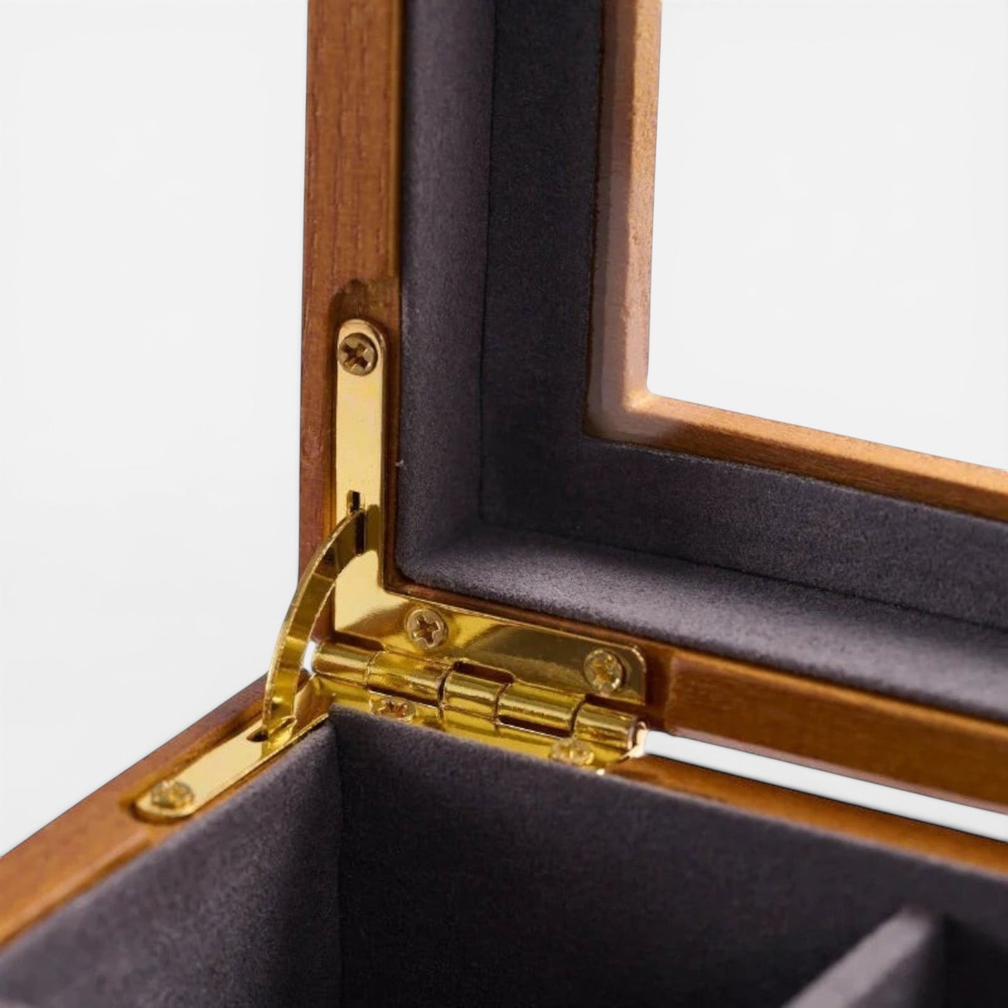 Boîte à bijoux en bois avec couvercle transparent et intérieur en velours pour protéger les bijoux