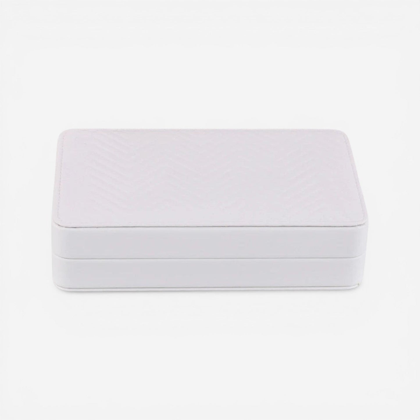 boite à bijoux compacte blanche en cuir pu avec design épuré et rangement pour bijoux