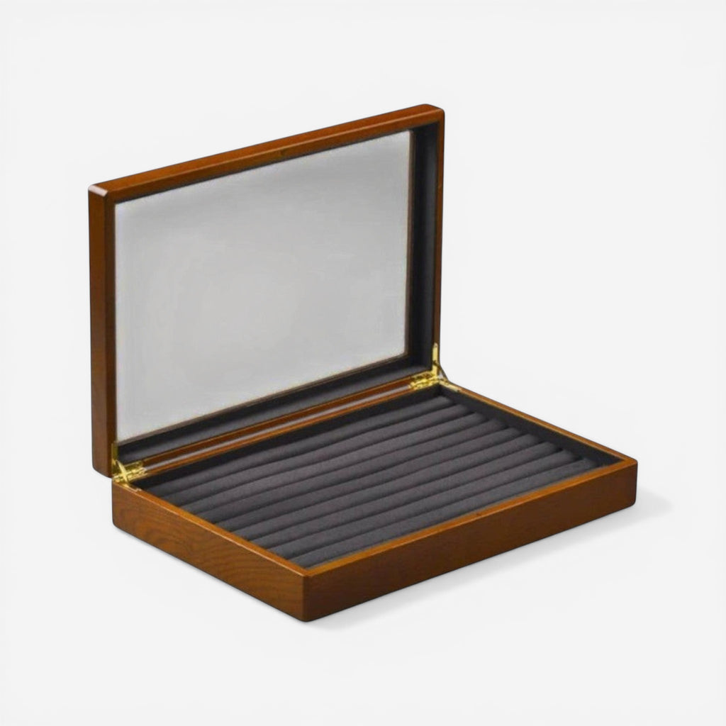 Boîte à bijoux en bois avec couvercle transparent