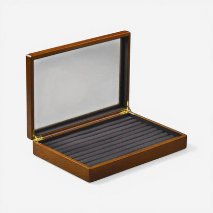 Boîte à bijoux en bois avec couvercle transparent