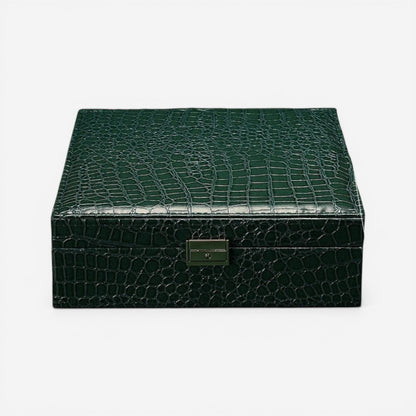 boîte à bijoux effet croco vert foncé avec finition texturée élégante