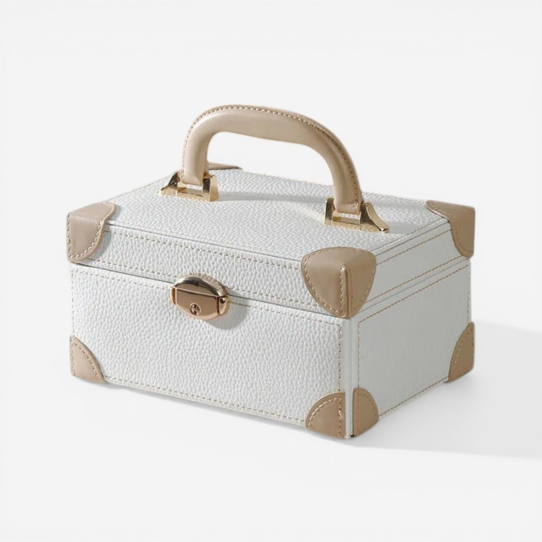 boite a bijoux en cuir avec poignée pour transport facile et rangement des bijoux en déplacement