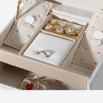 boite a bijoux en cuir avec compartiments multiples pour rangement organise des bijoux