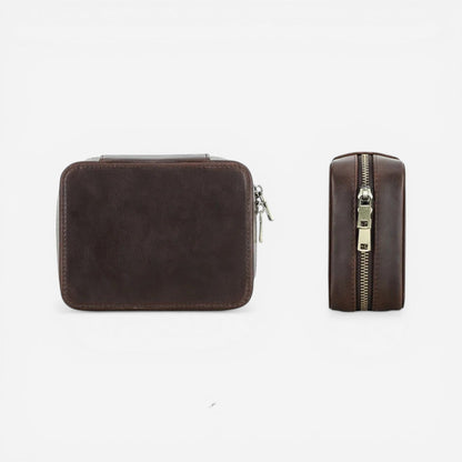 Boîte à bijoux double couche en cuir