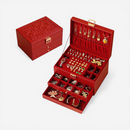 boite à bijoux en cuir double format avec rangements modulables pour une grande capacité de stockage