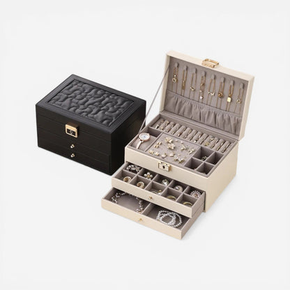 boite à bijoux en cuir grande capacité avec plusieurs compartiments pour organiser bagues colliers et bracelets