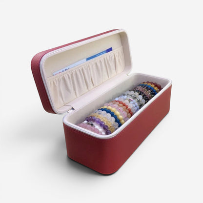 boîte à bijoux en cuir grande taille ouverte avec compartiments pour organiser bijoux