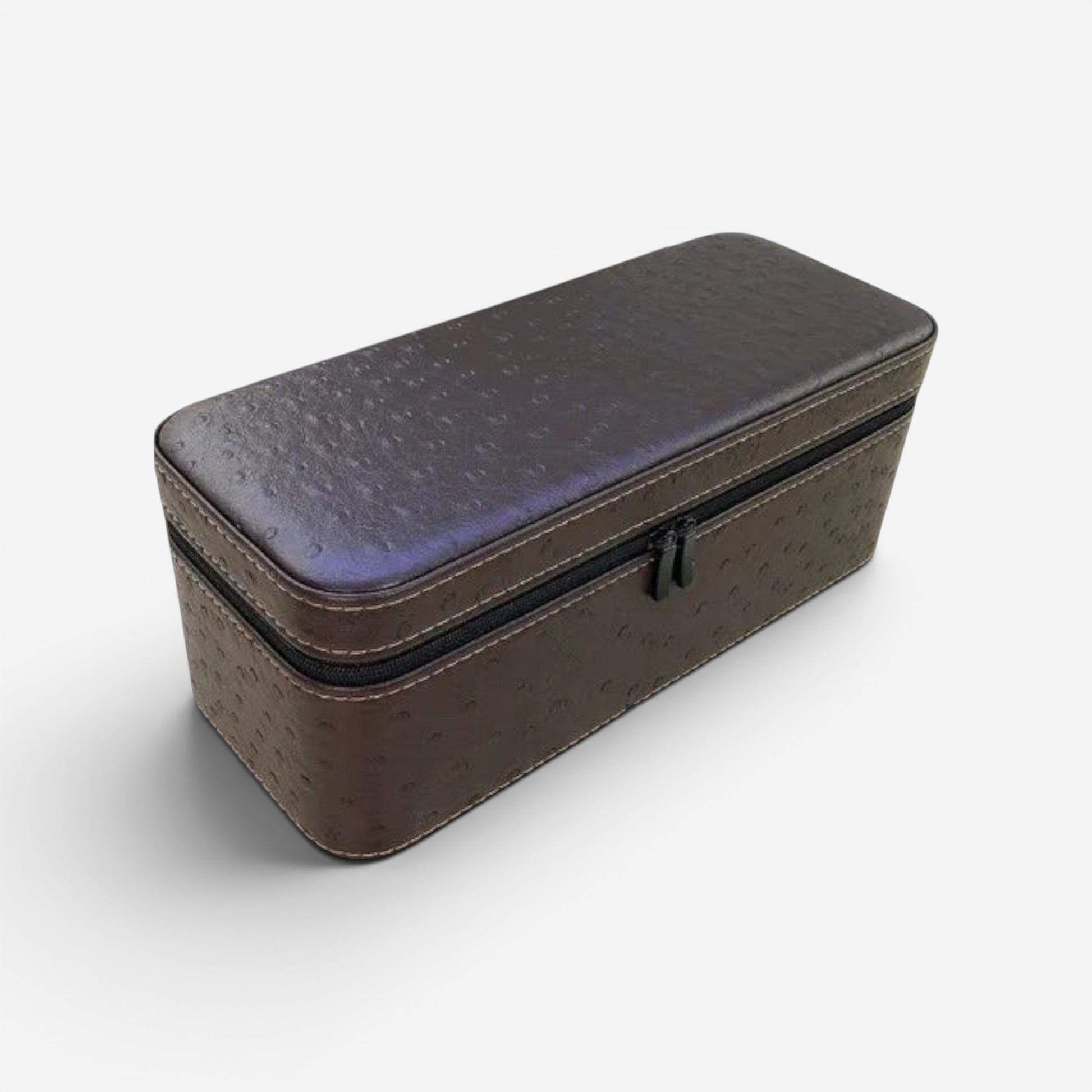 boîte à bijoux en cuir grande taille marron avec finition élégante et pratique