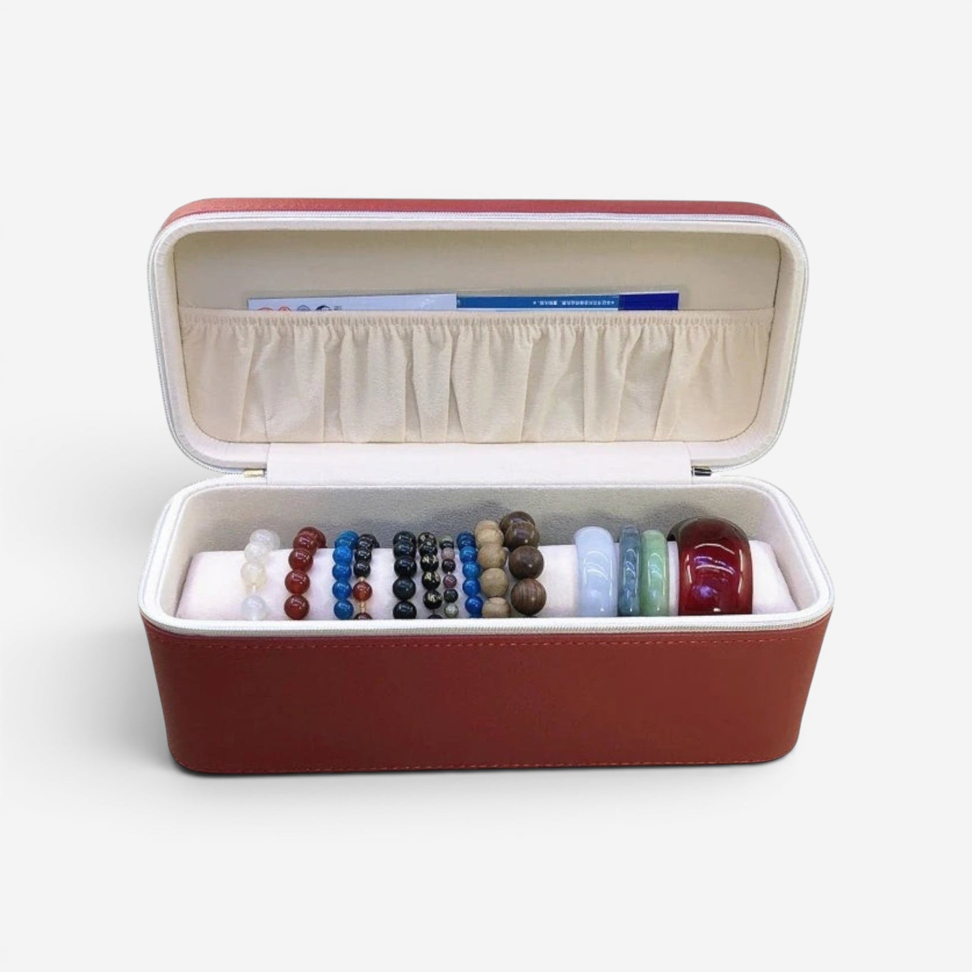 boîte à bijoux en cuir grande taille avec rangement complet pour bagues colliers et bracelets