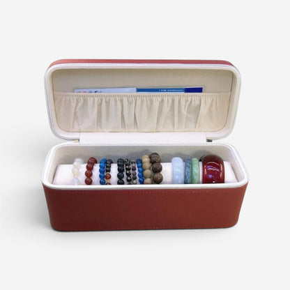 boîte à bijoux en cuir grande taille avec rangement complet pour bagues colliers et bracelets