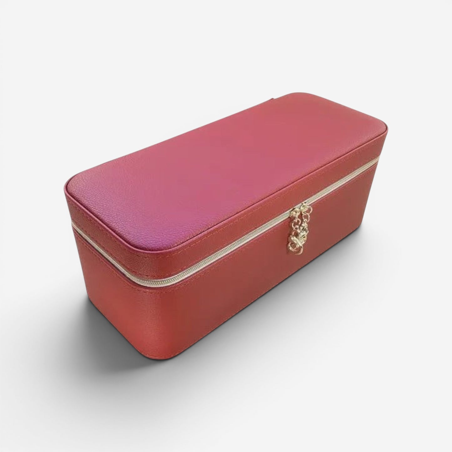 boîte à bijoux en cuir grande taille rouge avec design féminin et rangement intérieur