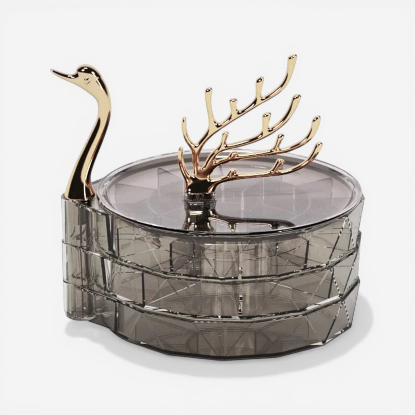 Boîte à bijoux cygne au design moderne et raffiné idéale pour une décoration chic et fonctionnelle.