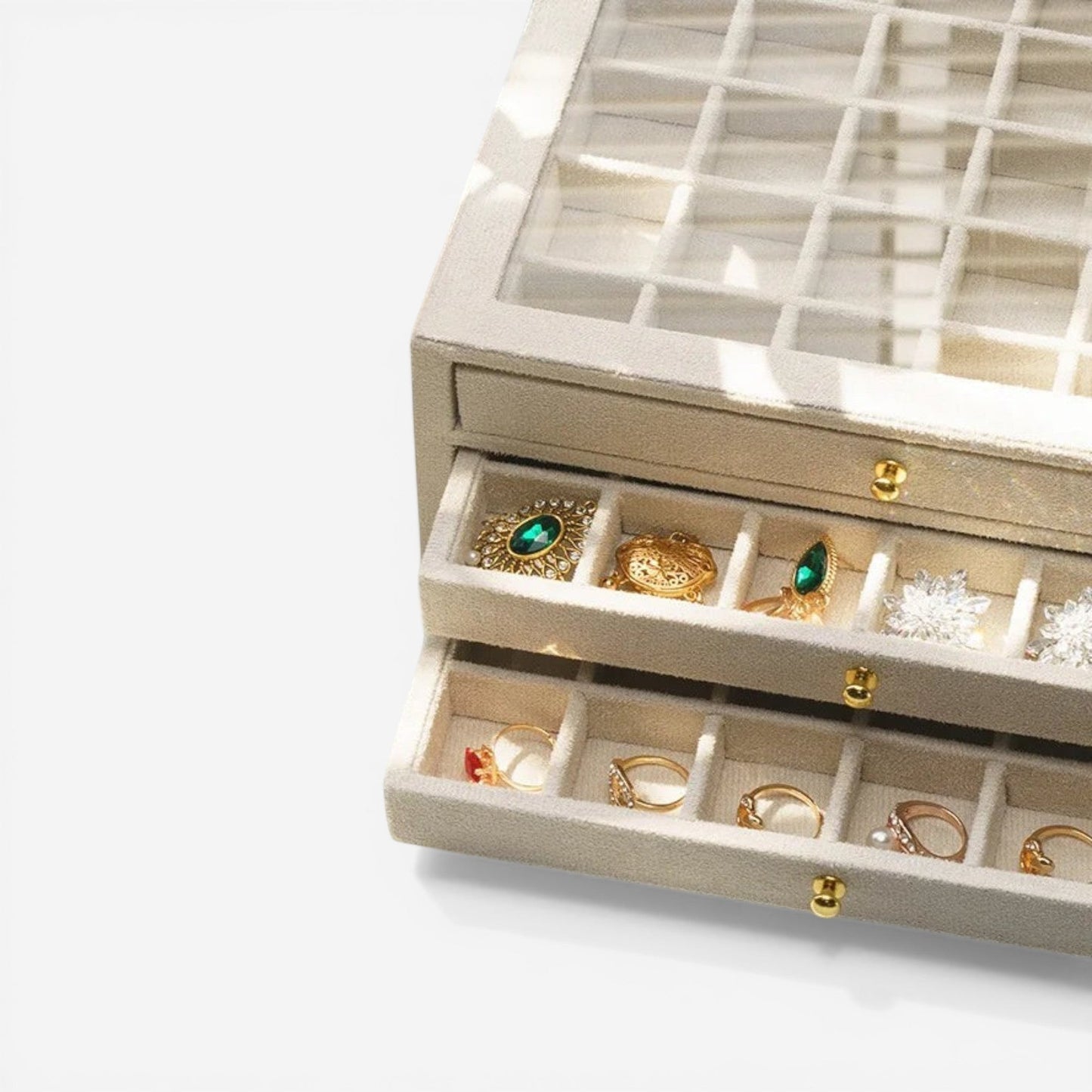 boite à bijoux en flanelle avec compartiments multiples pour bagues colliers et accessoires
