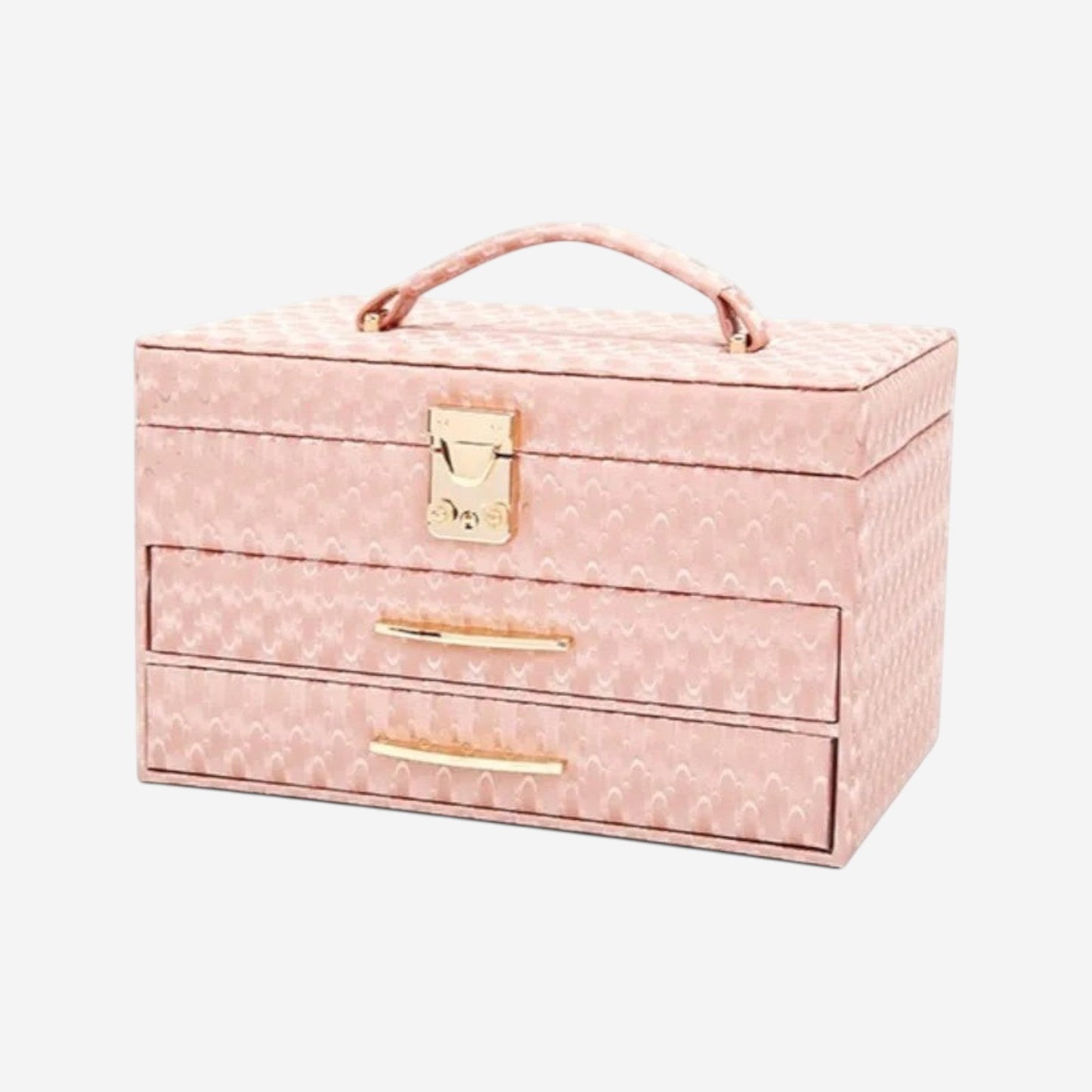 boîte à bijoux grande capacité rose avec design élégant et rangement optimisé