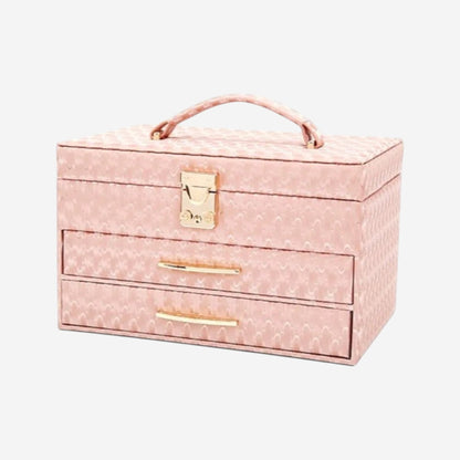 boîte à bijoux grande capacité rose avec design élégant et rangement optimisé