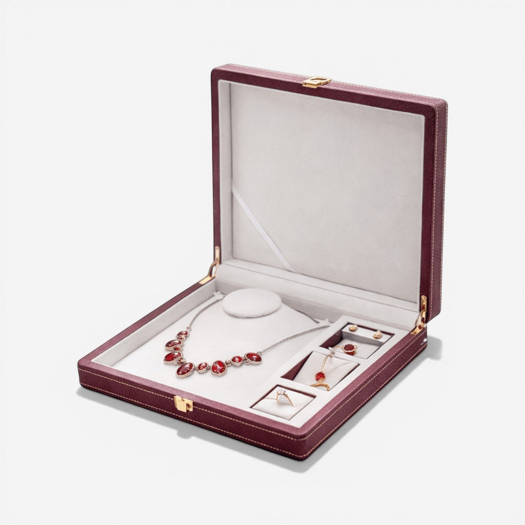 Boîte à bijoux de luxe en simili cuir