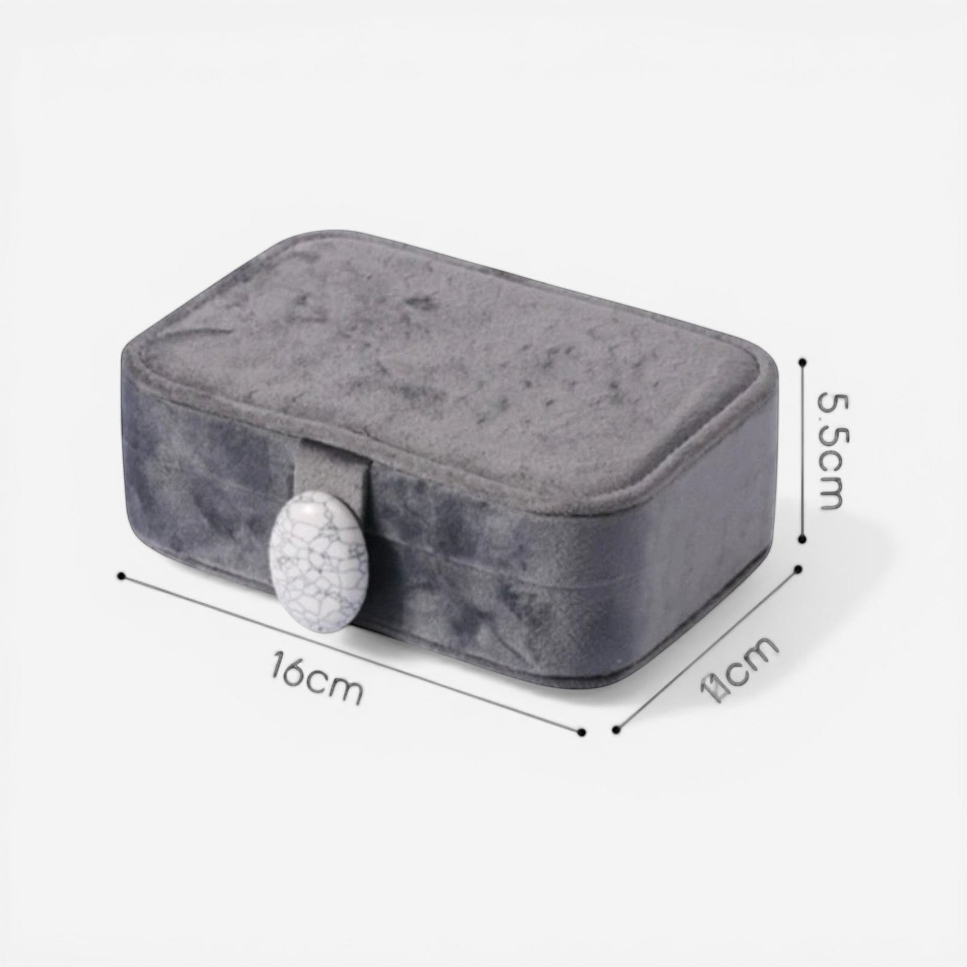 boîte à bijoux nomade grise compacte pour rangement de bijoux en déplacement
