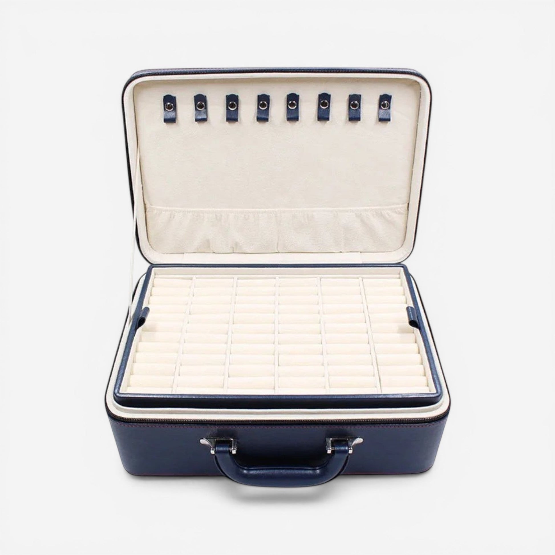 boîte à bijoux portable grande taille blanche avec intérieur compartimenté et rangement bijoux