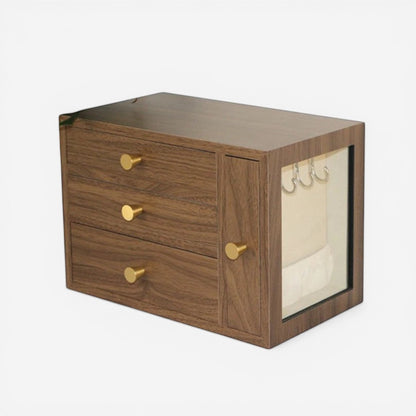 Boîte à bijoux portable moderne multifonction avec tiroirs pour ranger bagues, colliers et boucles d’oreilles facilement.