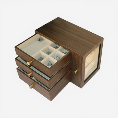 Boîte à bijoux portable moderne pliable avec plusieurs compartiments pour un rangement optimisé et pratique.